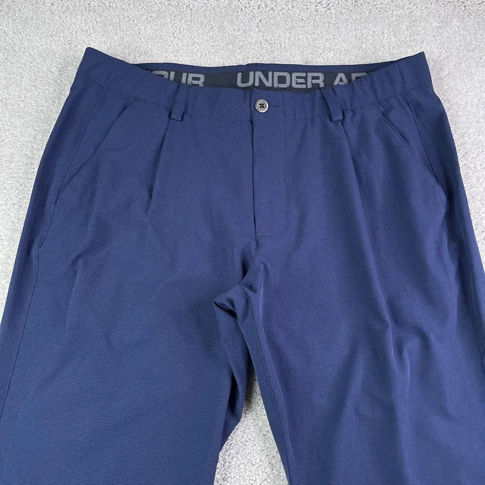 Under Armour Pants Men 38x33 Blue Airvent Pleated Performance Golf Stretch Chino
